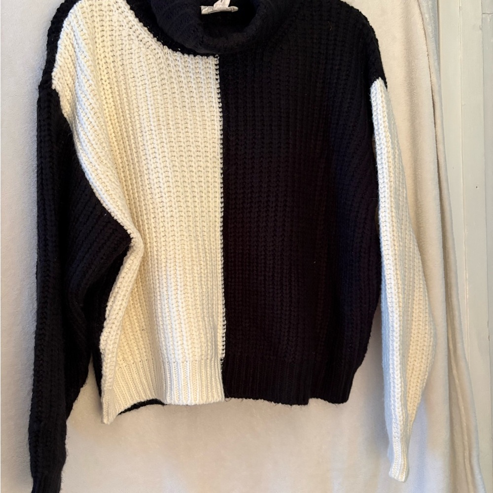 For The Republic Two-Tone Cowl Neck Sweater